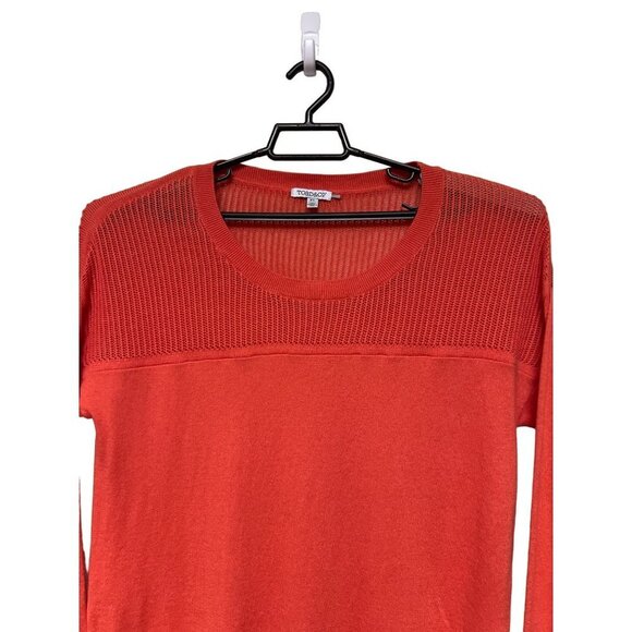 Toad & Co Orange Colorblock Knit Round Neck Sweater Wool Blend Women's XL - Picture 3 of 9